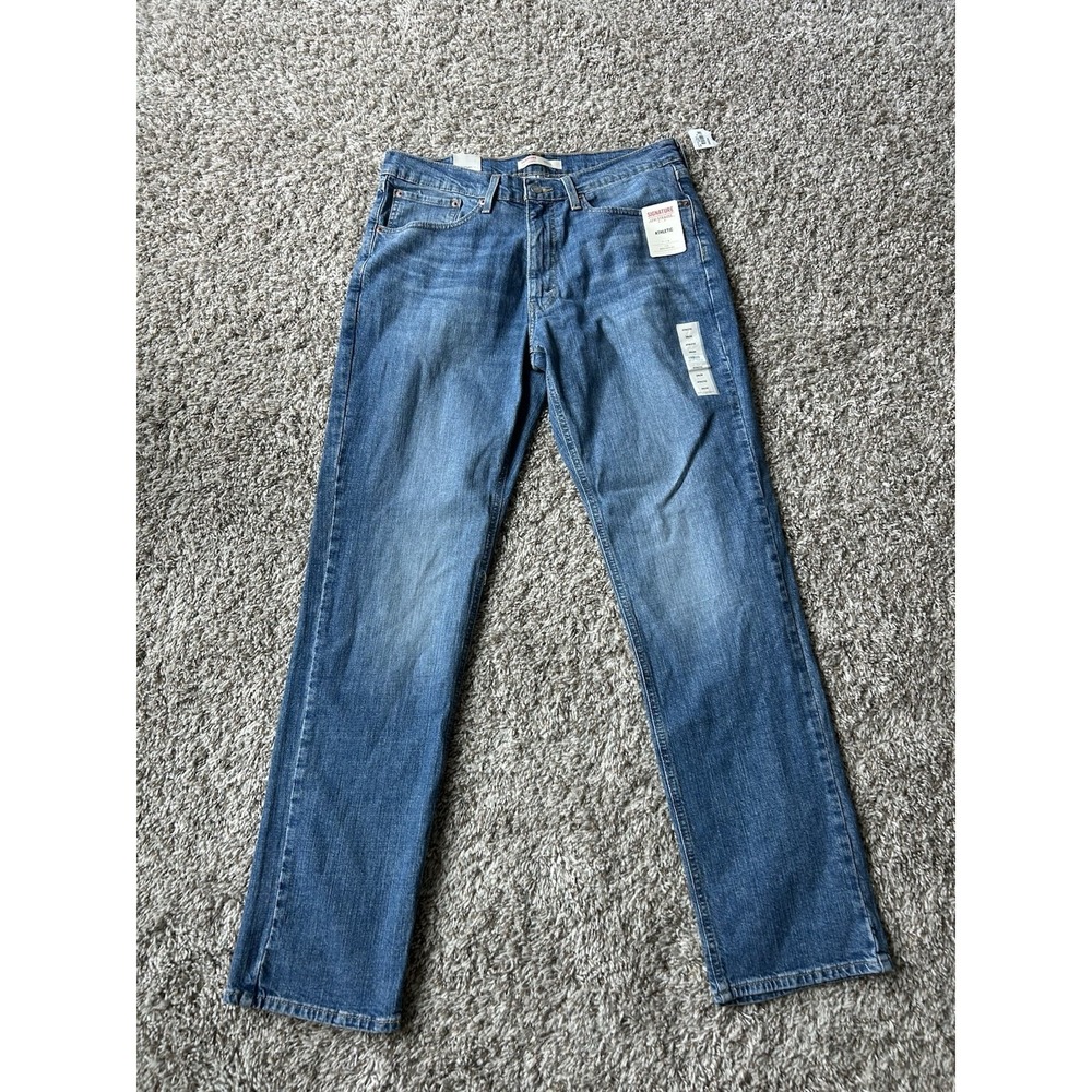 Levi Strauss Signature Jeans Mens 34x34 Blue Athletic Straight Leg Stretch Denim